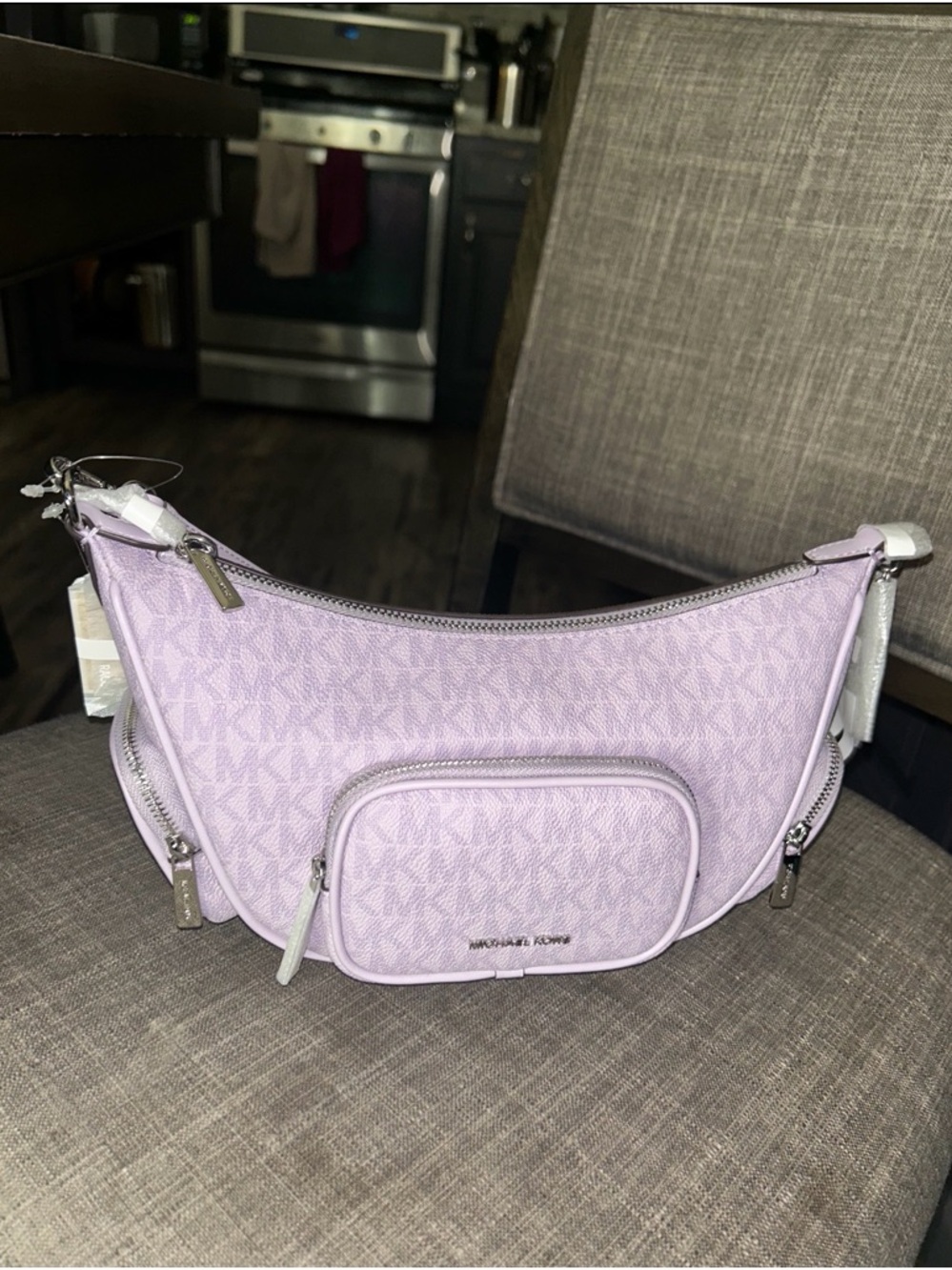 Michael Kors Merritt Lavender Logo Bag with Front Pocket - Picture 5 of 7